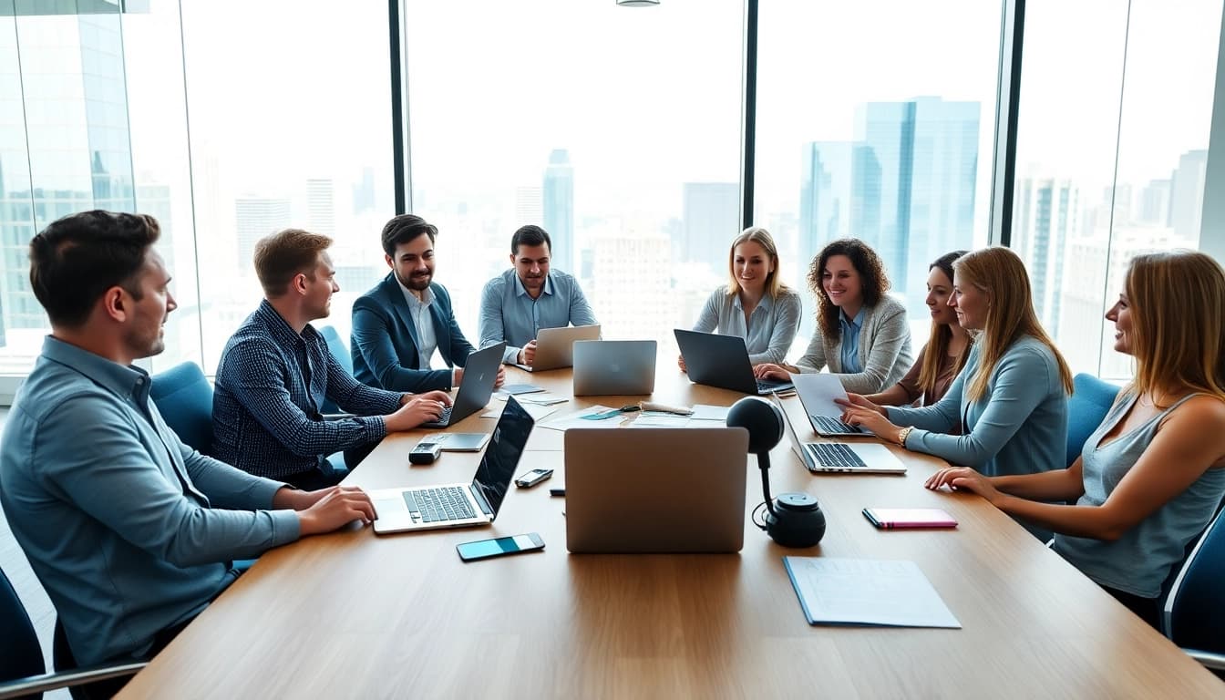 Besprechungsteilnehmer bei https://alvionz.de/ analysieren strategische Unternehmensziele.