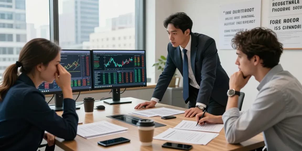 Client consulting with financial expert on how to recover stolen cryptocurrency in modern office setting, showcasing market data and recovery plans.