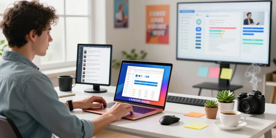 Engaging workspace with 纸飞机中文版 app interface on laptop, showcasing modern tech communication.