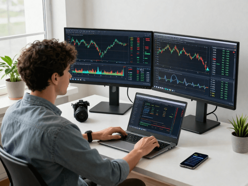 MetaTrader 5 交易者在现代工作空间使用市场深度分析和资产分类图表