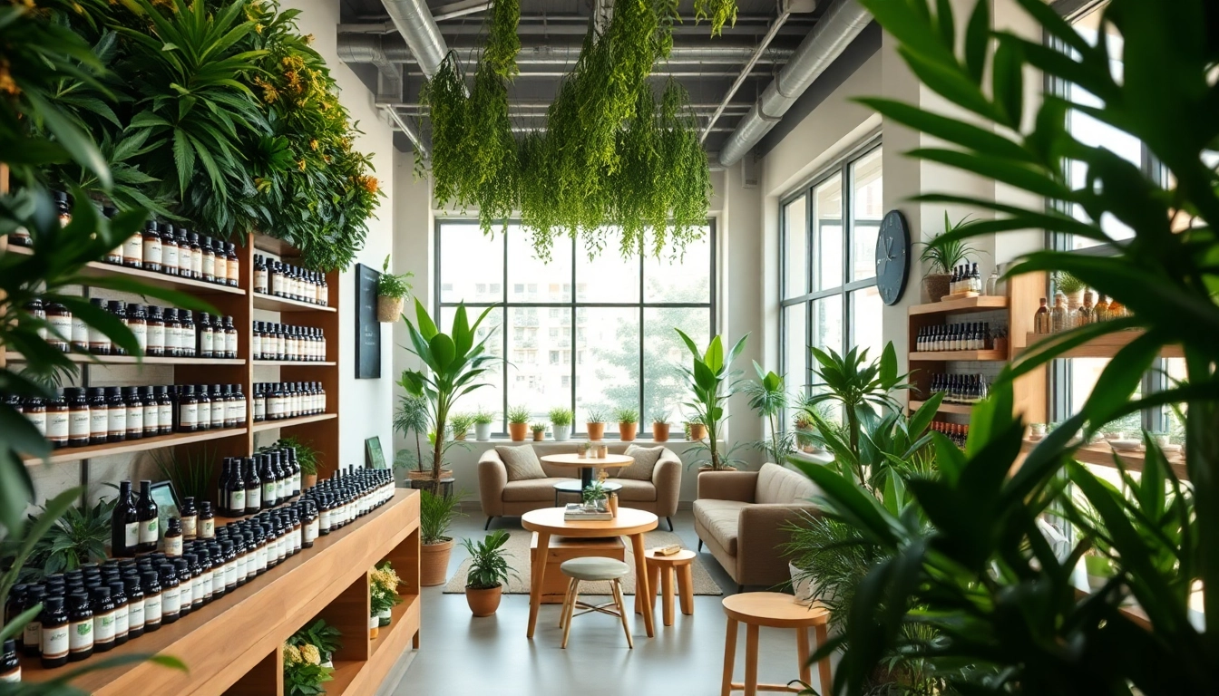 CBD Madrid shop displaying a variety of CBD products in a warm, inviting atmosphere.