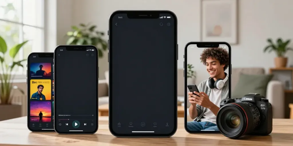 用户愉悦地使用汽水音乐下载来源的手机app，享受音乐时光。