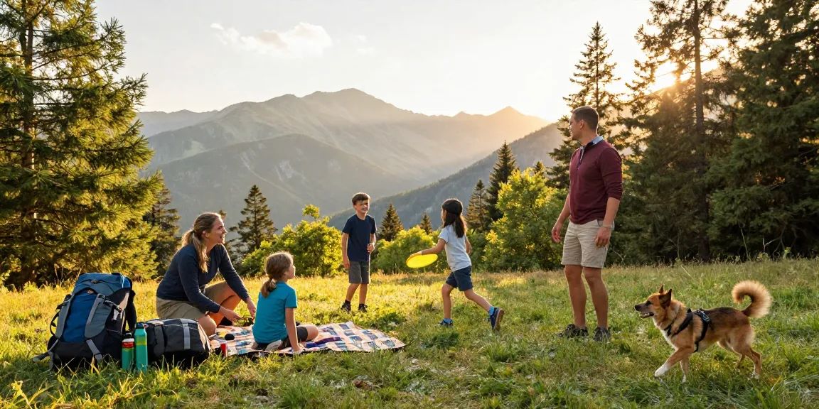 Family adventure at mountain picnic with mantra88 activities.