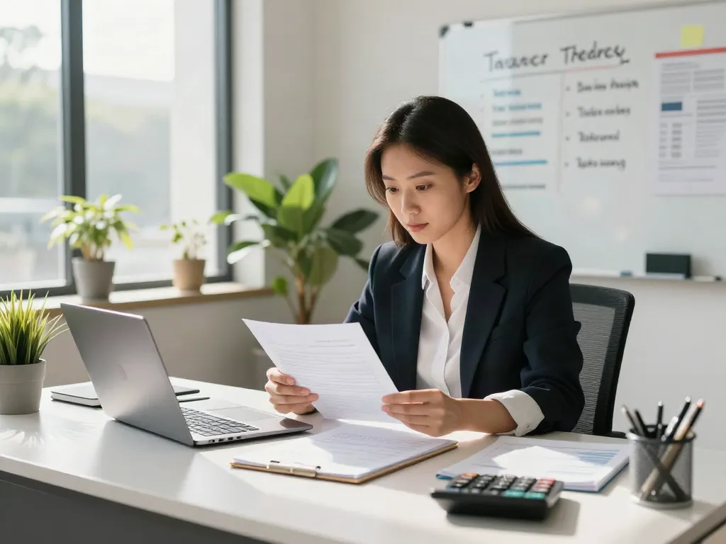 accountant Blacktown reviewing financial documents in a modern office