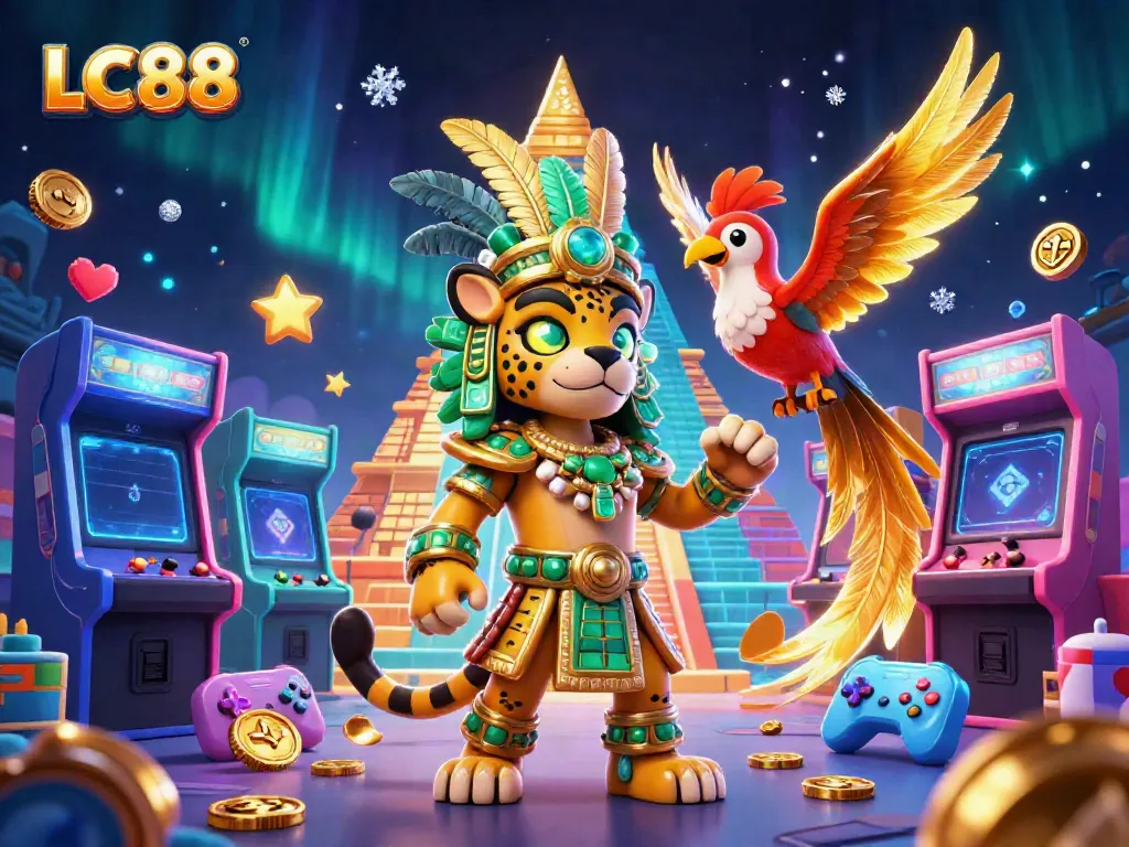 Experience thrilling gameplay at LC88 with a Mayan-themed fantasy illustration featuring unique characters.
