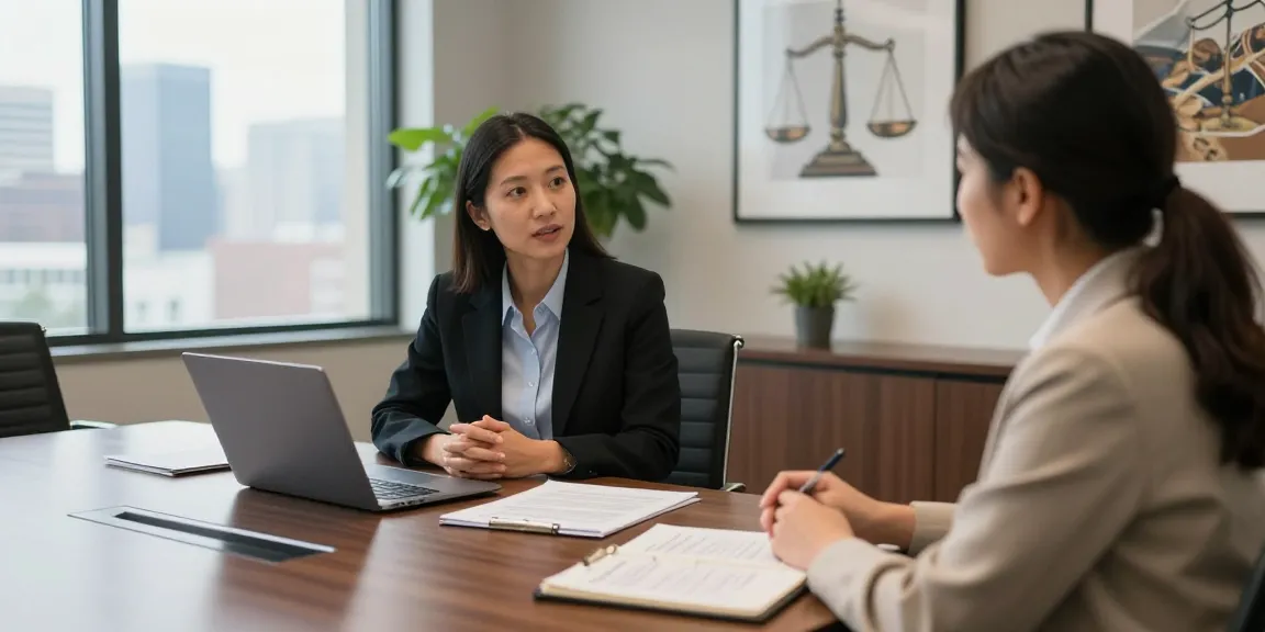 Philadelphia Employment Lawyer consulting with a client in a modern office, promoting trust and professionalism.