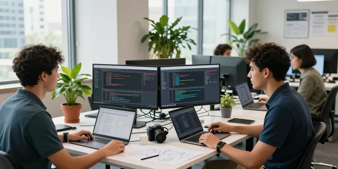 Dynamic tech collaboration scene featuring bdtjl software engineers engaged in innovative coding and project management.