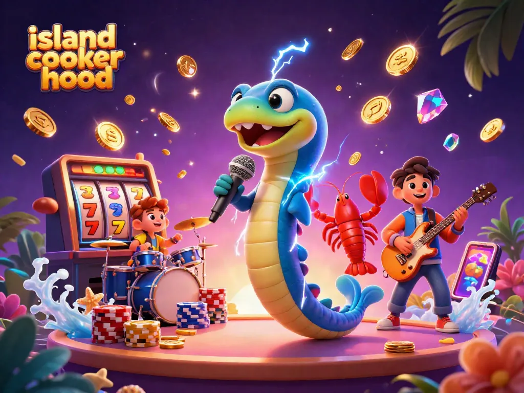 Spin to win with this vibrant island cooker hood-themed underwater casino illustration!