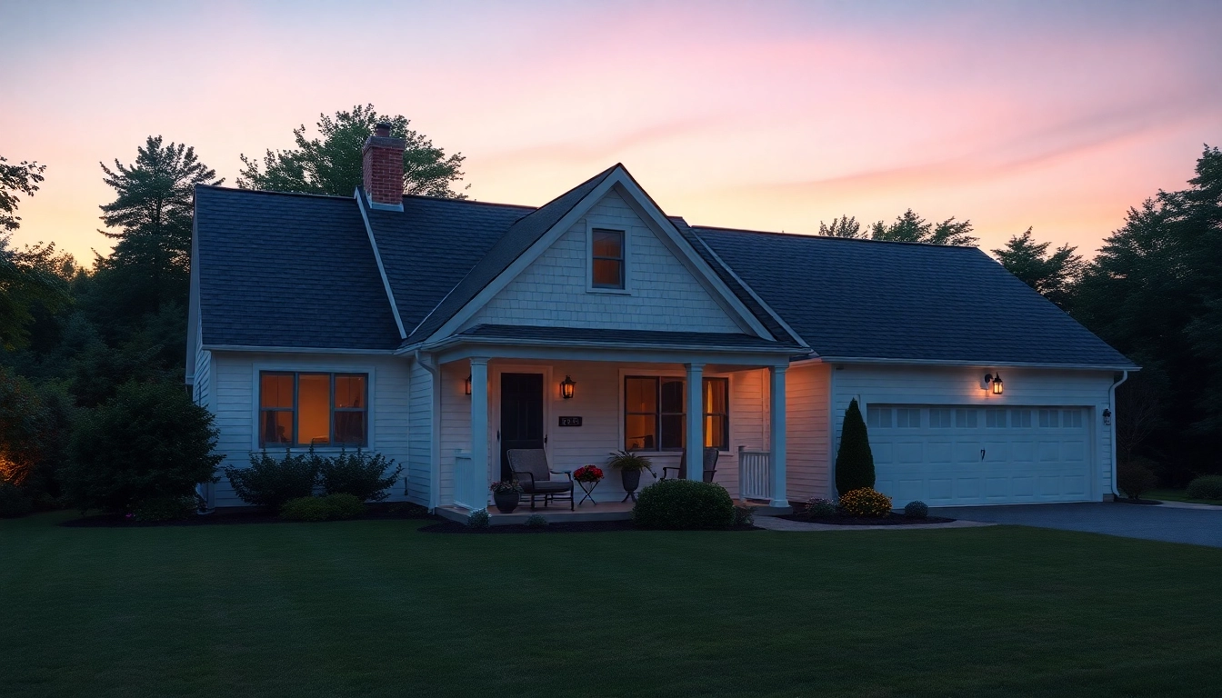 Cape Cod homes with expanded living space and attached garage surrounded by greenery.