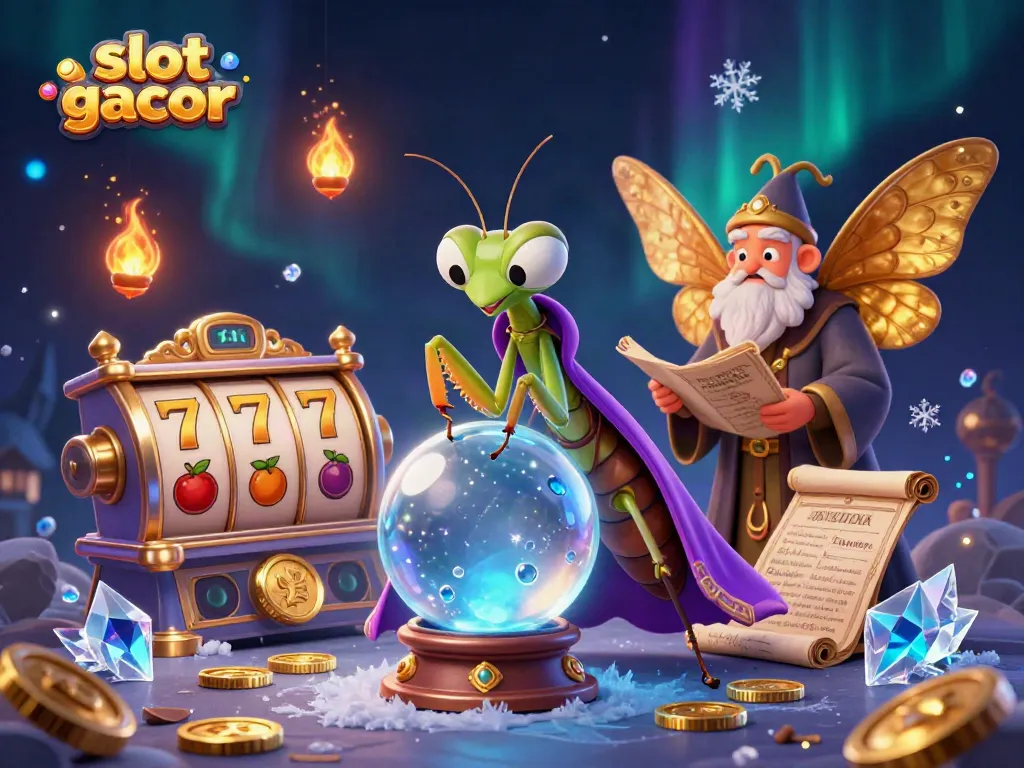 Experience slot gacor thrills with vibrant characters and dynamic slot elements in this 3D casino scene.
