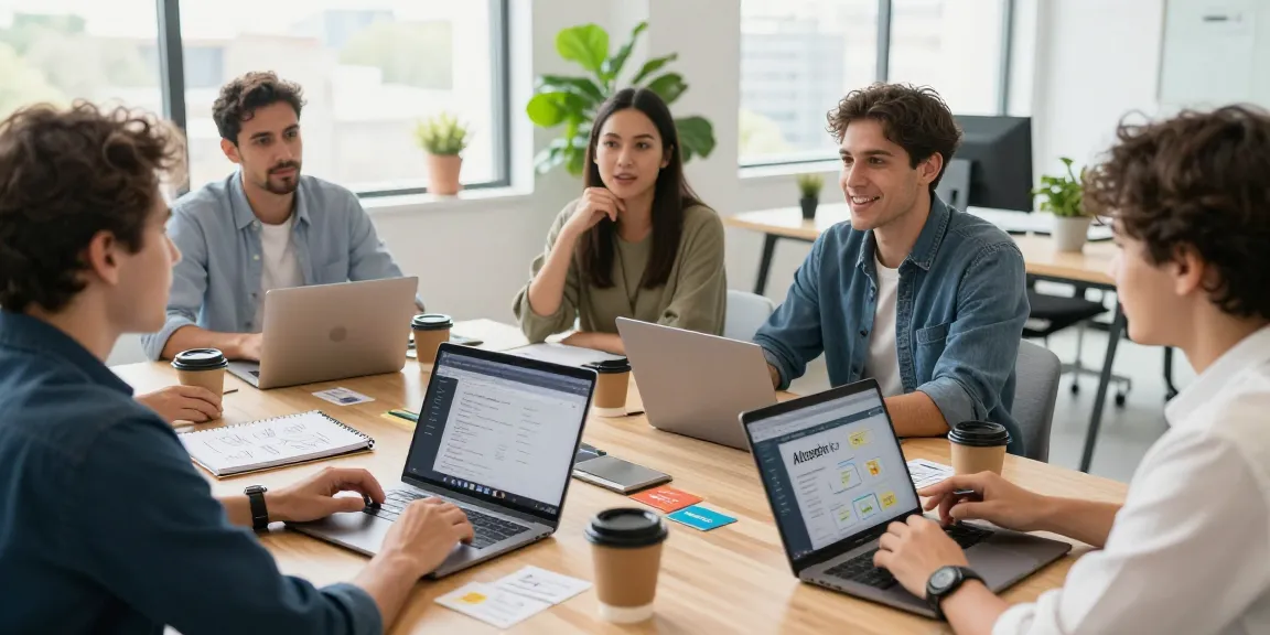 Companies collaborating in a professional office space discussing strategies.