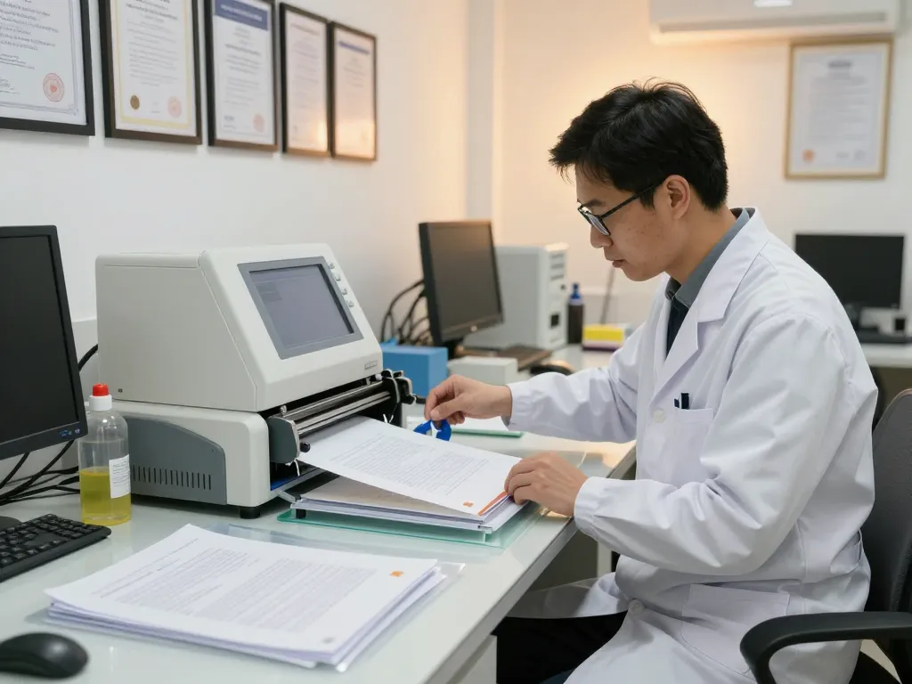 địa chỉ bóc ép plastic service with technician separating laminated documents using advanced technology.