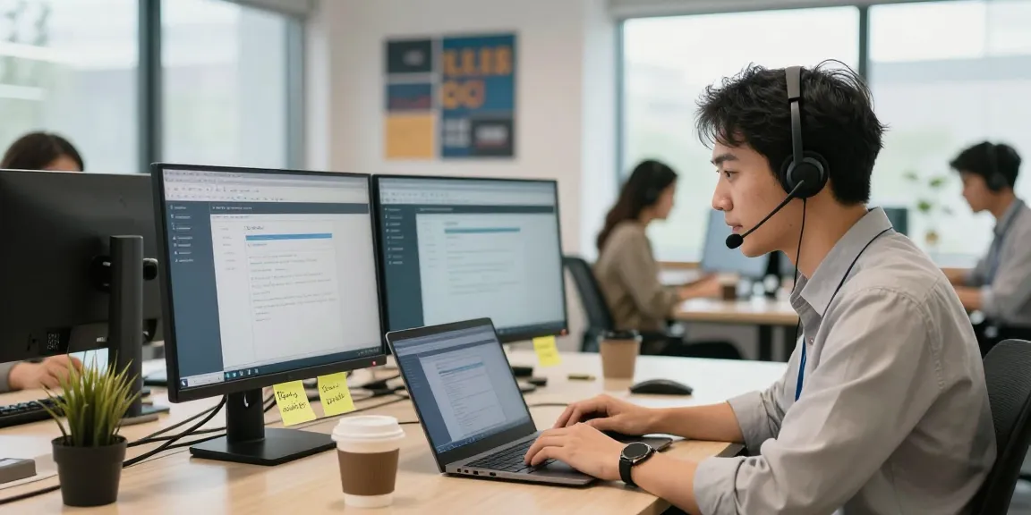 Engaging scene of Telus-Technical-Support with a professional assisting clients in a modern tech environment.