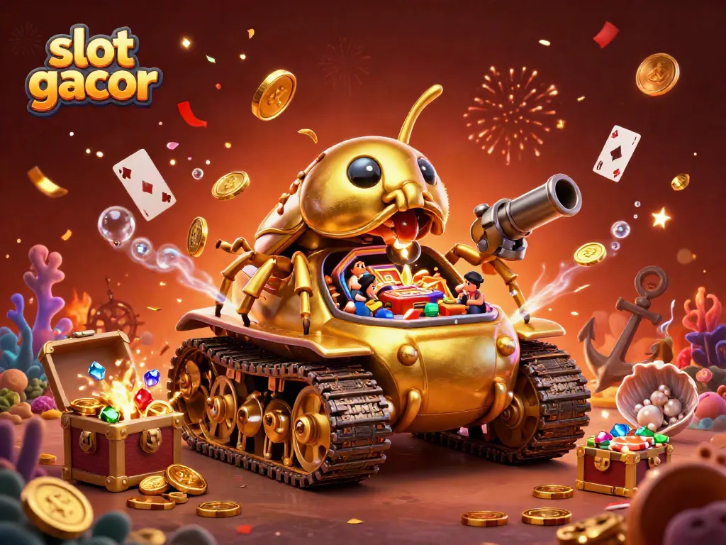 Experience thrilling gameplay with slot gacor in this vibrant 3D cartoon casino scene.