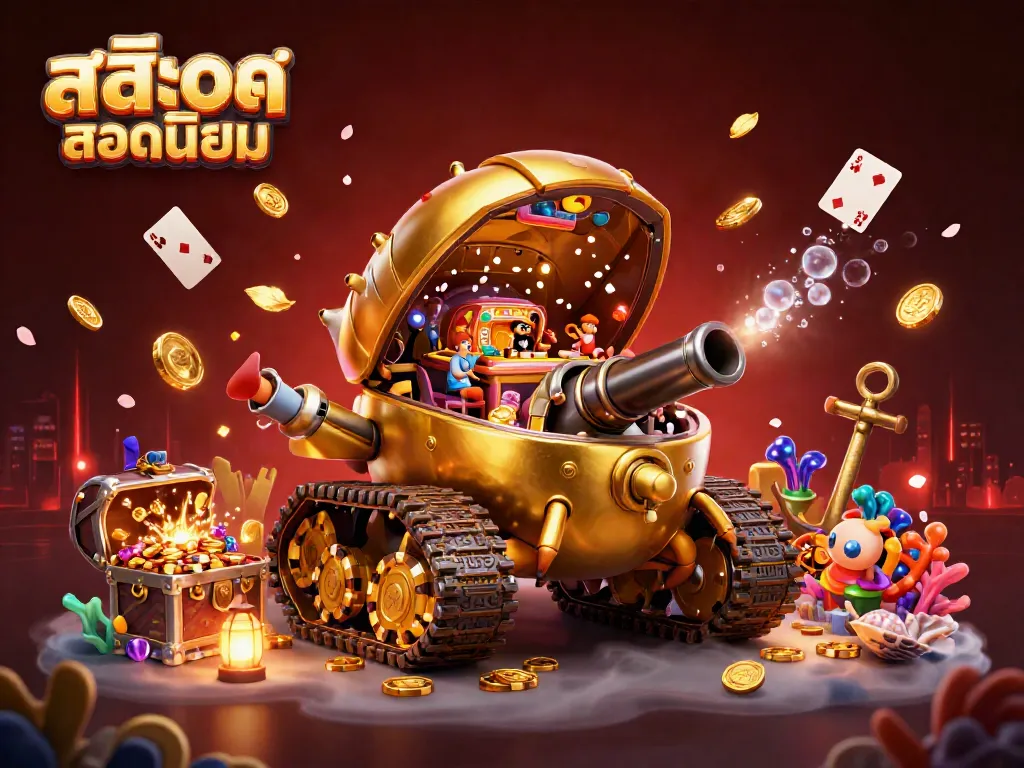 Experience the excitement of สล็อตยอดนิยม with a vibrant casino-themed illustration.