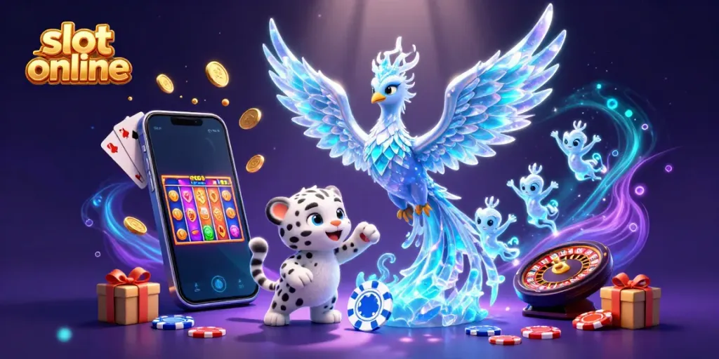 Spin to win with slot online featuring an ice phoenix, playful leopard, and magical sprites.