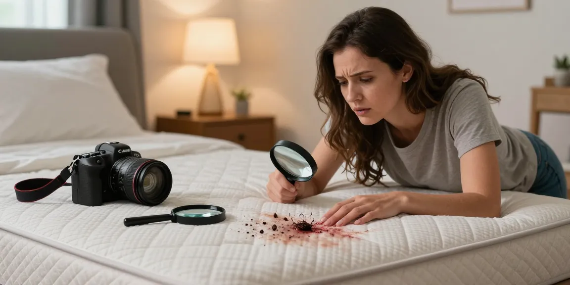 Bed bug exterminators help homeowners identify infestations in a cozy bedroom with clear signs of bed bugs.