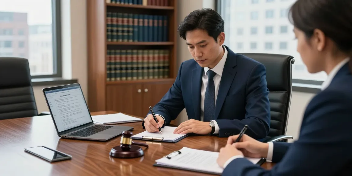 A Philadelphia Employment Lawyer consults a client in a modern law office, showcasing professionalism and expertise.