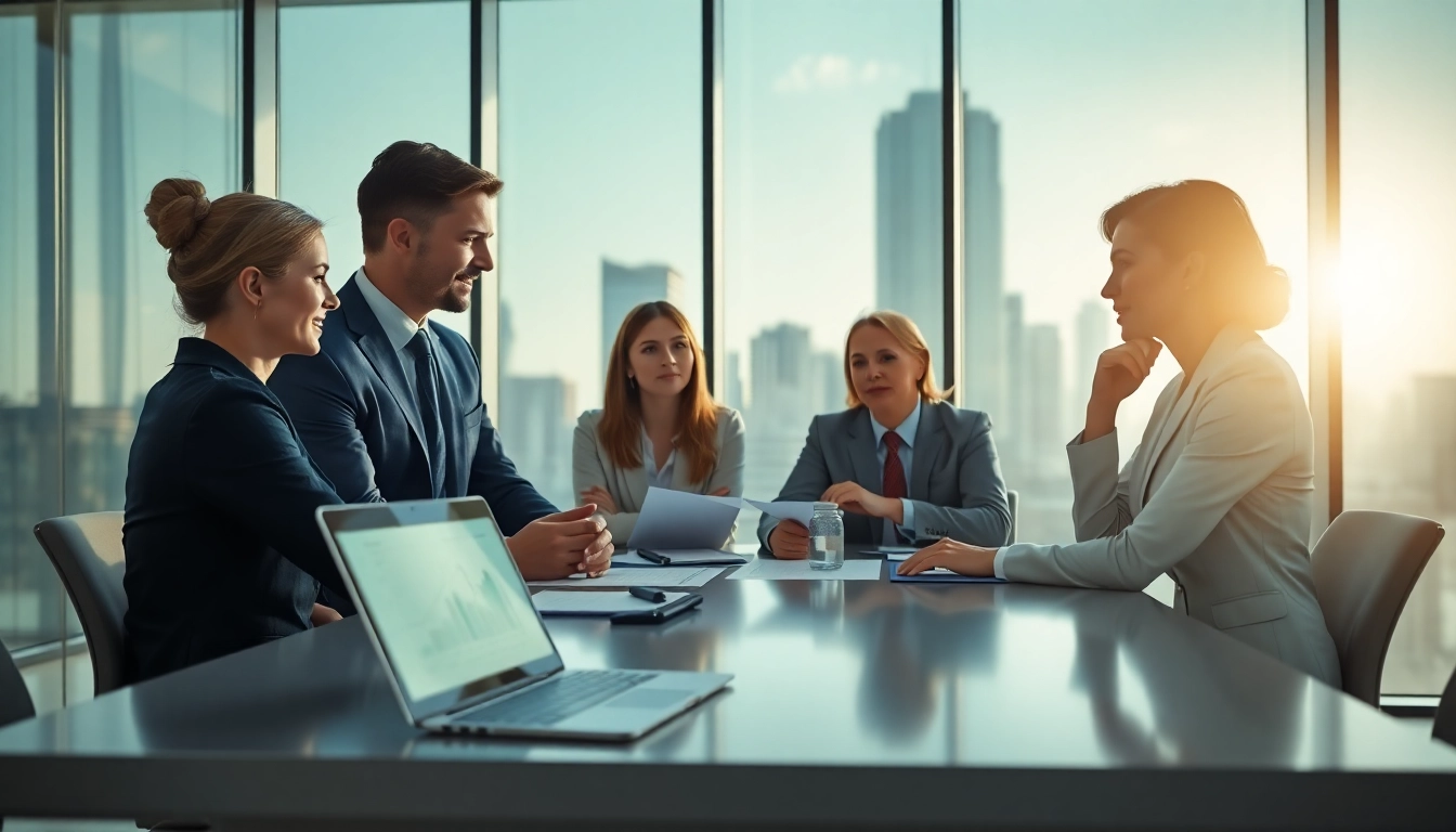 Engaging consultation on contracts and grants with professionals in a modern office.