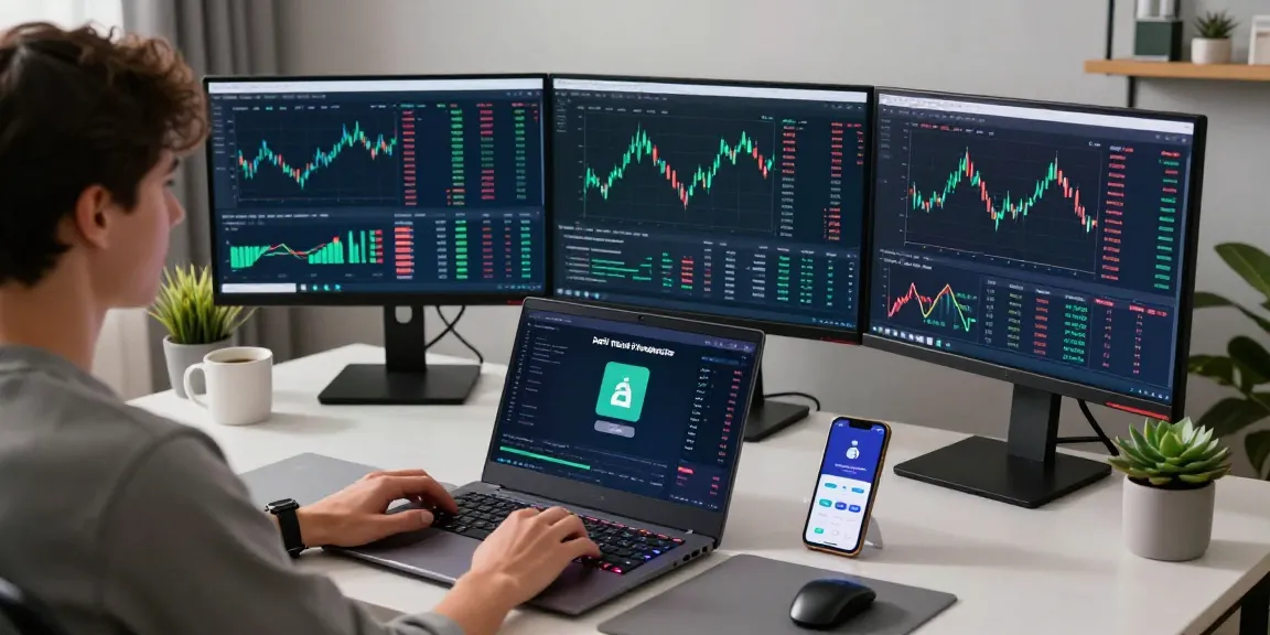 Legit cloud mining platform with crypto trading setup showing charts and digital wallet