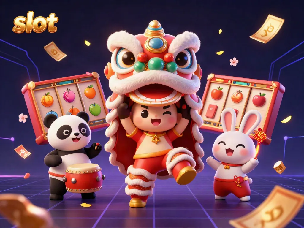Experience the excitement of slot gaming with a vibrant scene featuring lively characters and dynamic game elements.