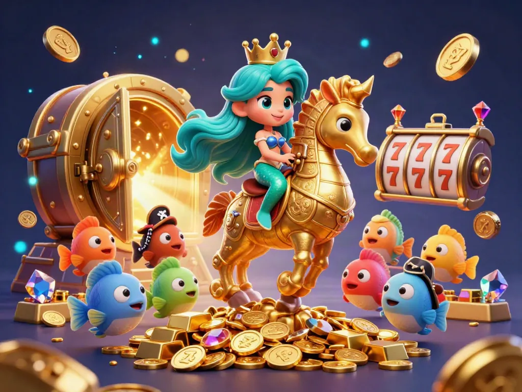 Rasakan keseruan bermain di situs wslot888 dengan ilustrasi putri duyung dan harta karun kasino yang megah.