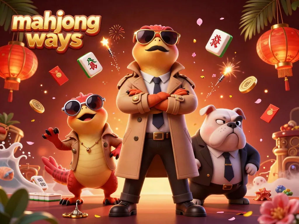 Engage in mahjong ways excitement with playful raptors in a casino, showcasing vibrant gaming elements.