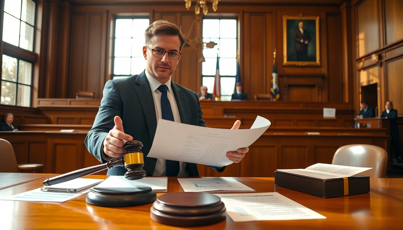 Clearwater truck accident lawyer passionately presenting a case in a courtroom setting, highlighting legal expertise.