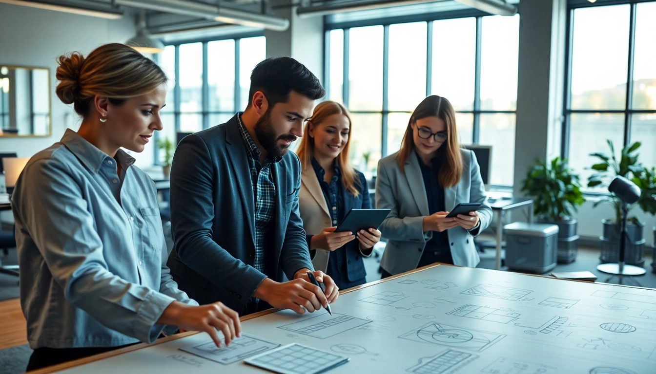 Design experts working together at https://bestdesignersintheworld.com/ to create innovative ideas.