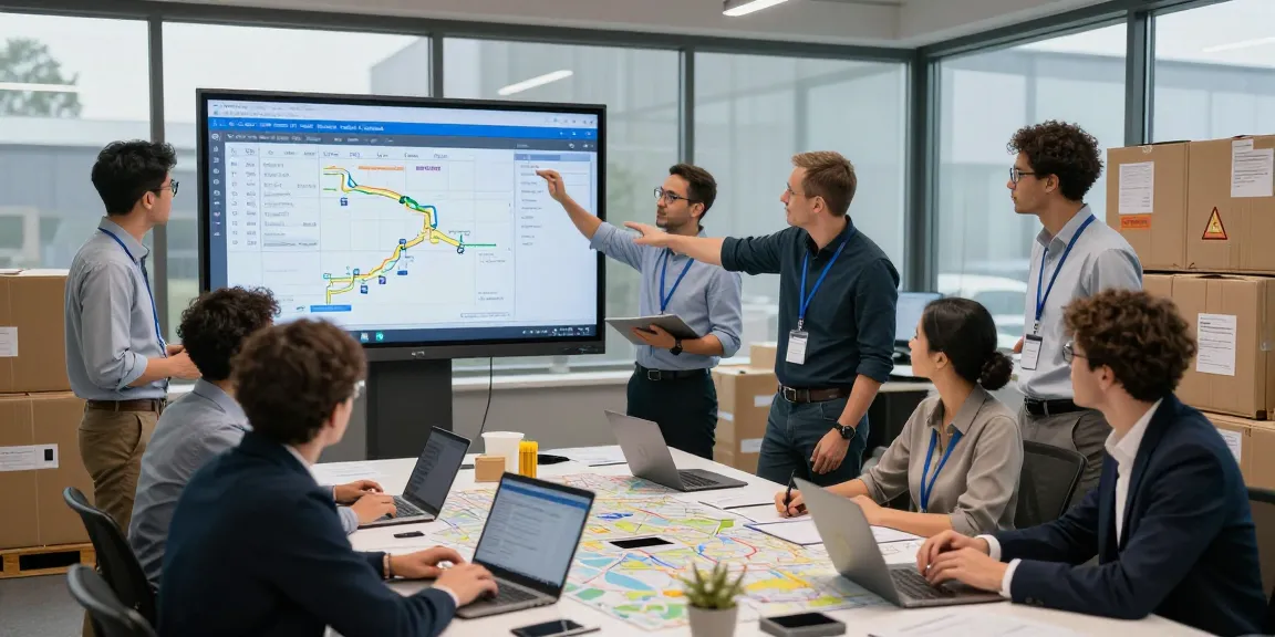 Eiltransporte von Dortmund - Team in Dortmund plant und koordiniert Transporte mit digitalen Bildschirmen und Karten.