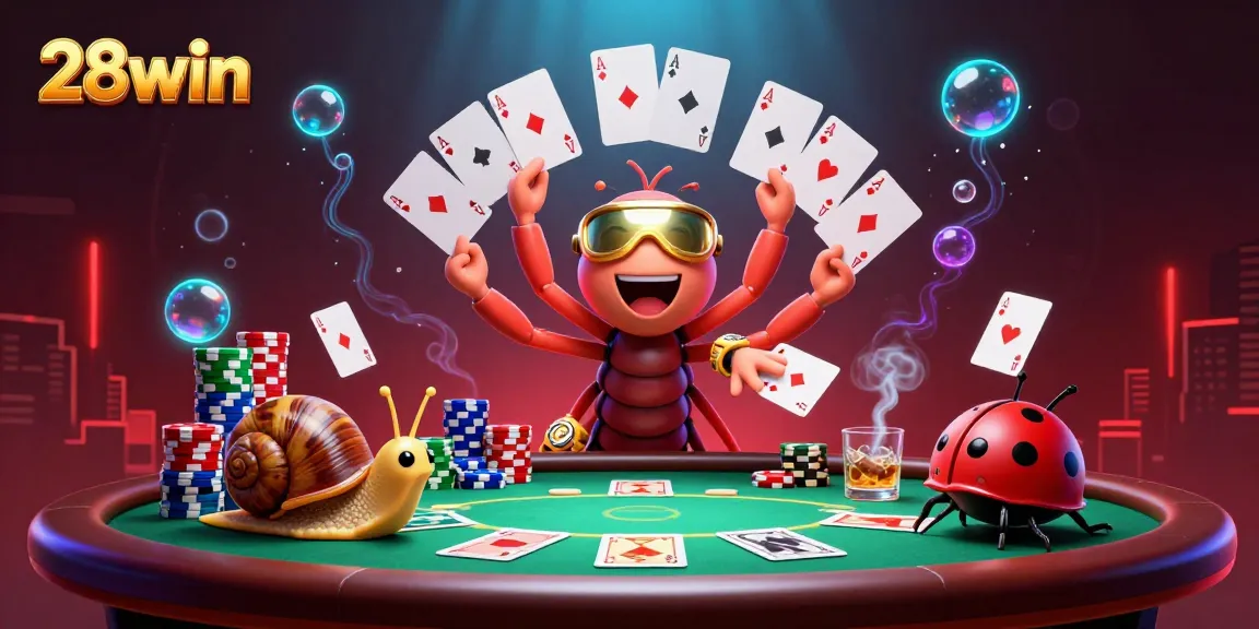 Playcards galore at 28win, where a millipede dealer and high-roller snail elevate your gambling experience.