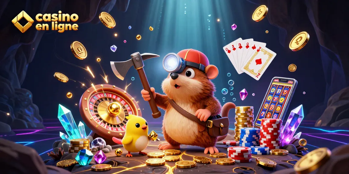 Expérience immersive de casino en ligne avec un mole, des gemmes et des pièces d'or.
