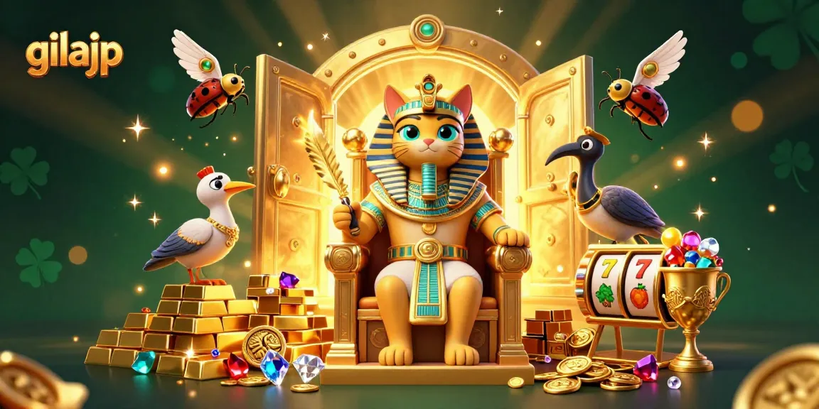 Menangkan jackpot di gilajp dengan ilustrasi kasino yang memukau dan penuh emas.