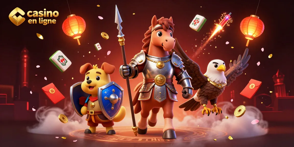 Venez jouer au casino en ligne avec une ambiance festive remplie de symboles de chance et d'aventure.