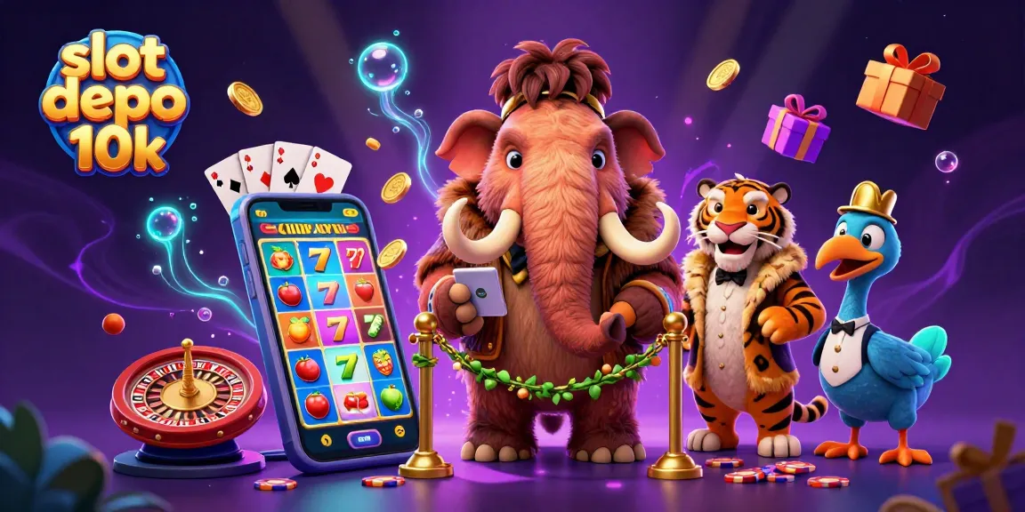 Engage in exciting play with slot depo 10k in a vibrant casino scene featuring unique animal characters.