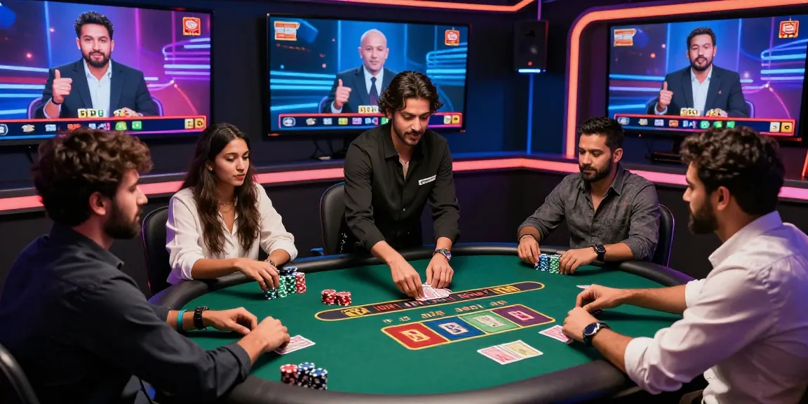Engaging Andar Bahar casino game scene with players and live dealer in vibrant online casino atmosphere.