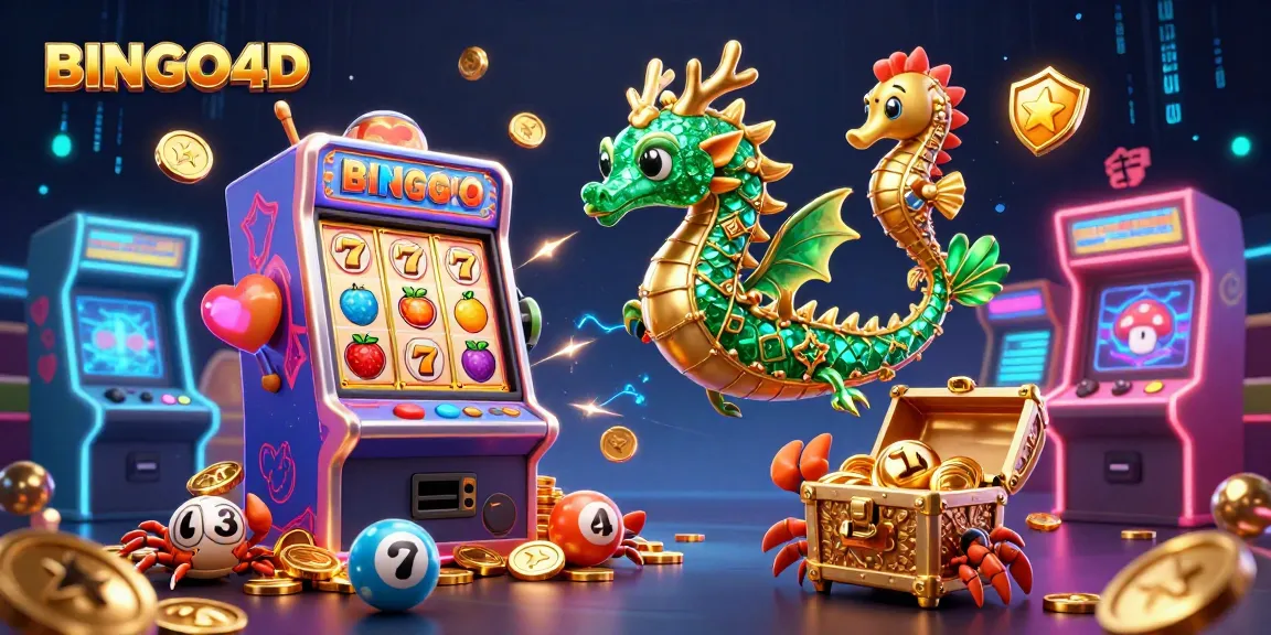 BINGO4D memberikan pengalaman bermain yang seru dengan mesin slot berhiaskan simbol keberuntungan dan bola bingo yang penuh warna.