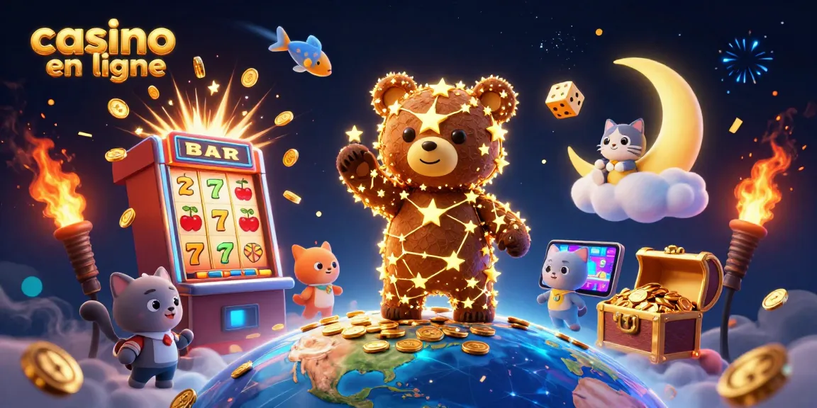 Jouez sur un casino en ligne avec le bear scintillant et des jackpots explosifs en arrière-plan