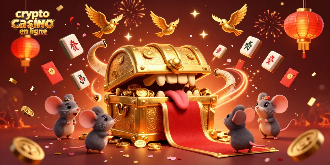 Plongez dans l'univers du crypto casino en ligne avec une boîte au trésor illuminée et des pièces d'or scintillantes, captivant les joueurs.