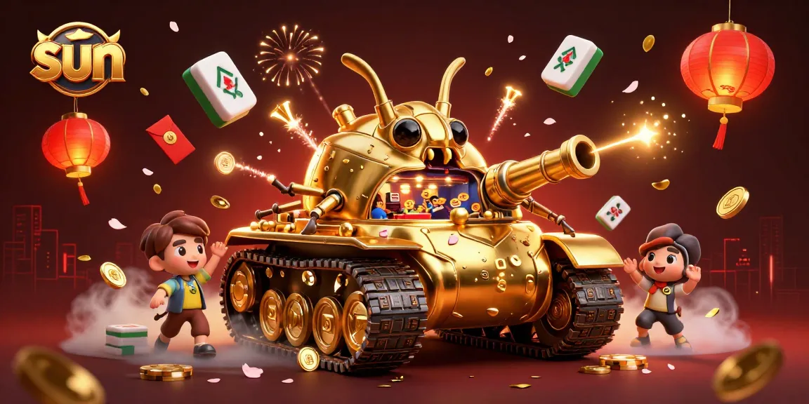 Experience the dynamic action of the sun-themed casino scene with golden beetle tank and festive elements