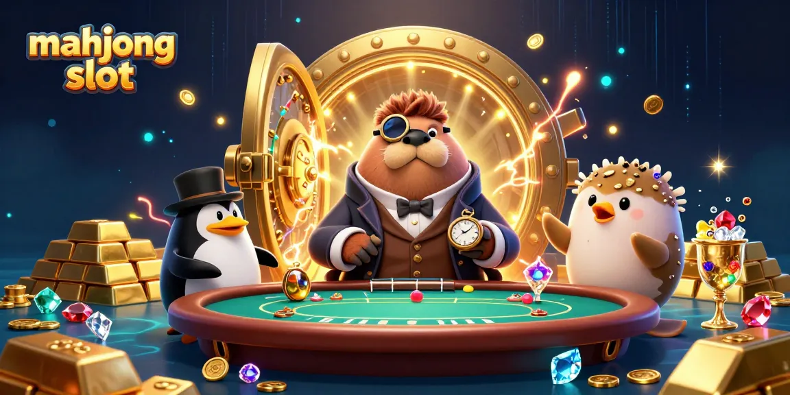 Experience the immersive mahjong slot adventure with our jolly walrus and friends at an underwater poker table.