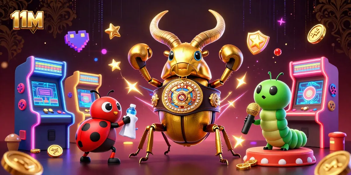 Join the excitement of 11M with a dynamic casino-themed scene featuring lively characters and gaming elements.