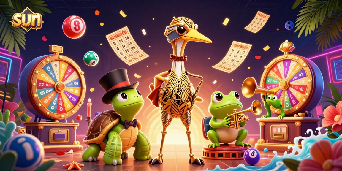 Experience vibrant sun-themed casino fun with a trumpet-playing frog and lucky elements in the scene.