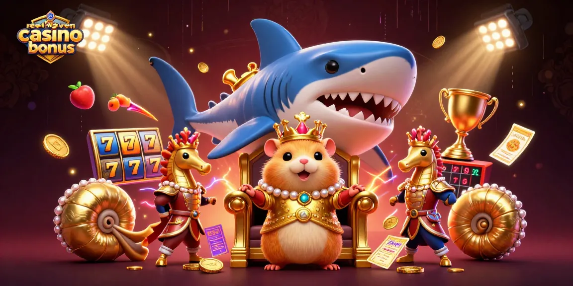Profitez du bonus ReelRaven casino avec une scène dynamique mettant en avant un roi hamster et des éléments de jeu captivants.