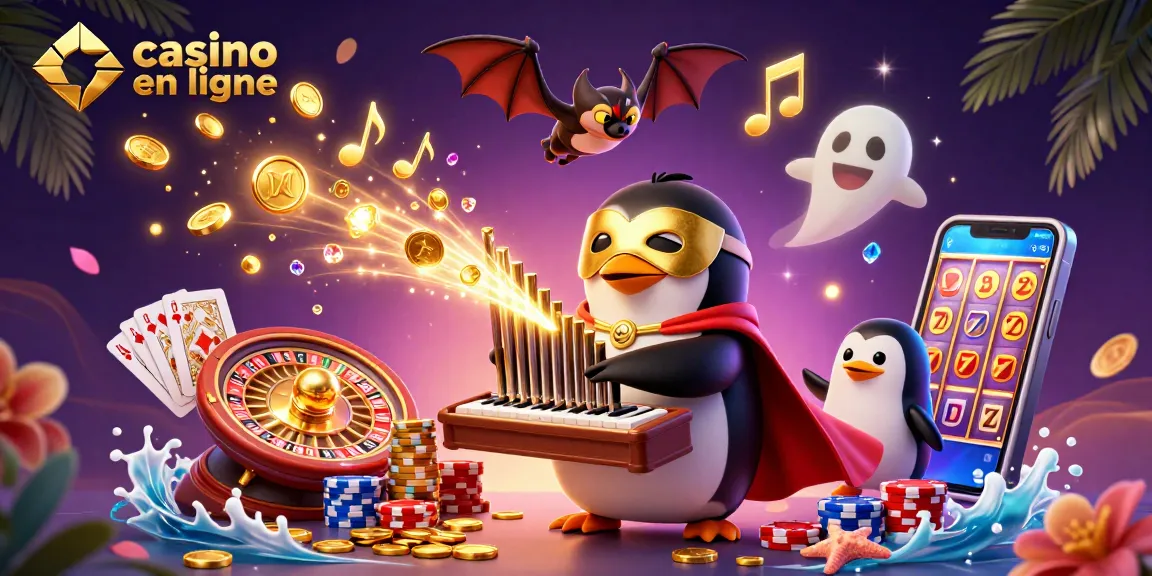Entrez dans le monde captivant des casinos en ligne avec un pingouin fantomatique et des pièces d'or volantes.