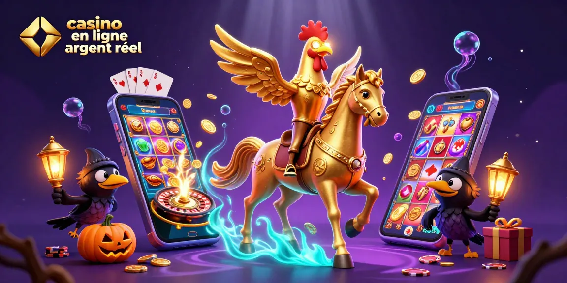 Visualiser des jeux de casino en ligne argent réel avec des éléments captivants dans une scène magique.