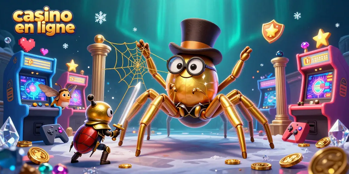 Découvrez l'univers du casino en ligne avec une illustration dynamique de jeux et personnages fascinants.