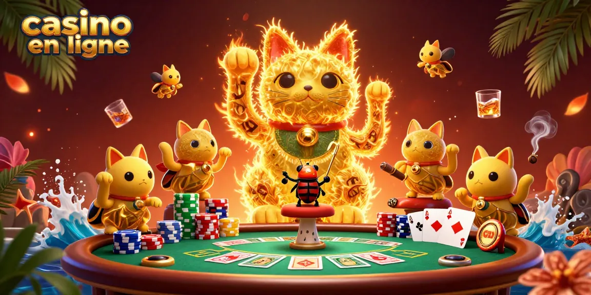 Jouer dans un casino en ligne captivant avec des feux follets et des éléments de poker animés.