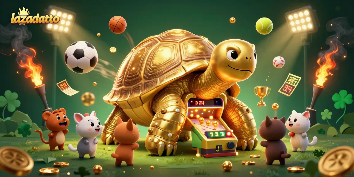 Lazadatoto offers dynamic sports betting action with a thrilling golden tortoise and vibrant game elements.