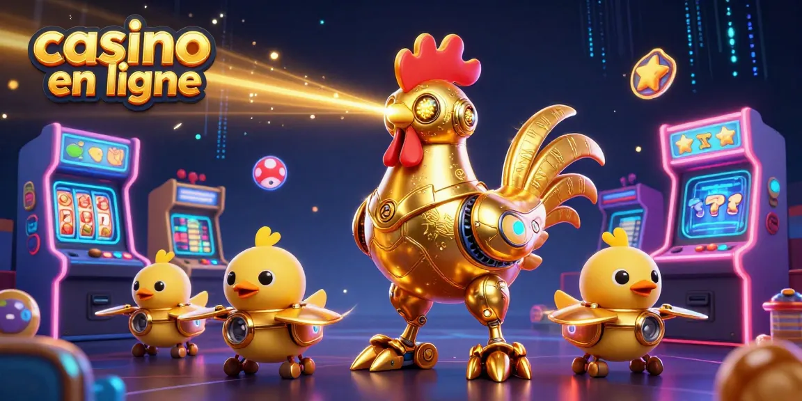 Jouez dans un casino en ligne avec un robot faisan doré et des machines à sous colorées